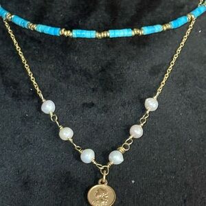 Turquoise and brass spacers and pro necklace